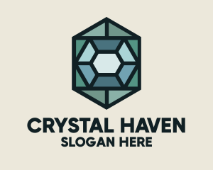 Stained Glass Blue Gemstone logo design