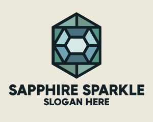 Sapphire - Stained Glass Blue Gemstone logo design