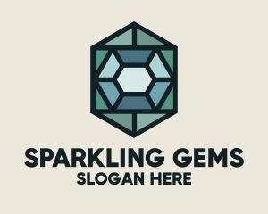 Stained Glass Blue Gemstone logo design