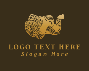 Henna - Gold Elephant Mandala logo design