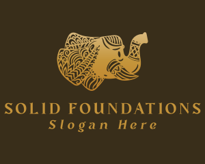 Gold Elephant Mandala Logo