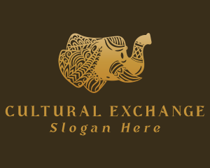 Culture - Gold Elephant Mandala logo design