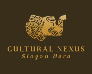 Culture - Gold Elephant Mandala logo design