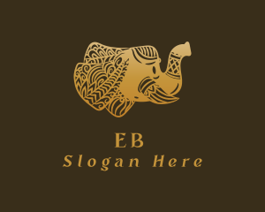 Gold Elephant Mandala logo design