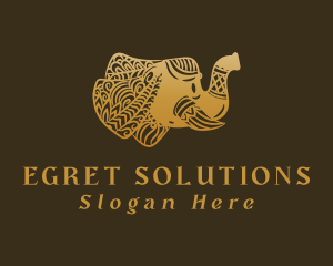 Gold Elephant Mandala logo design