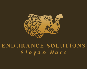 Gold Elephant Mandala logo design