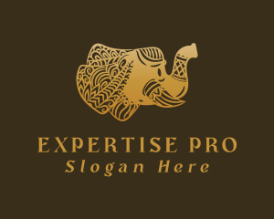 Gold Elephant Mandala logo design