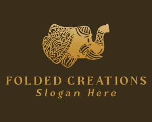 Gold Elephant Mandala logo design