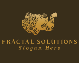 Gold Elephant Mandala logo design