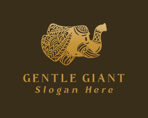 Elephant - Gold Elephant Mandala logo design