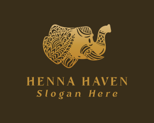 Henna - Gold Elephant Mandala logo design