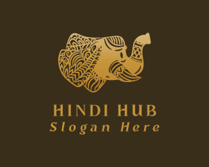 Gold Elephant Mandala logo design