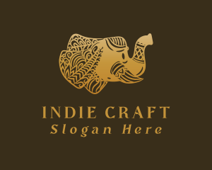 Indie - Gold Elephant Mandala logo design