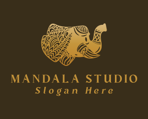 Mandala - Gold Elephant Mandala logo design