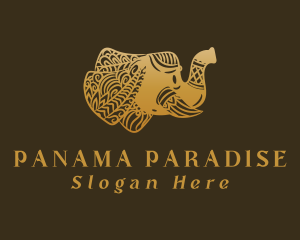 Gold Elephant Mandala logo design