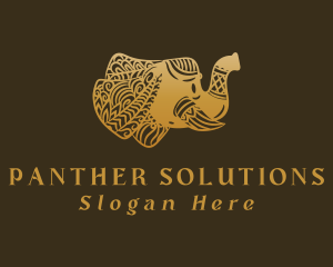 Gold Elephant Mandala logo design