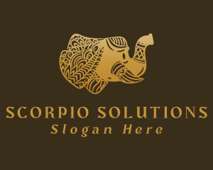 Gold Elephant Mandala logo design