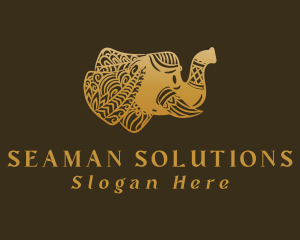 Gold Elephant Mandala logo design