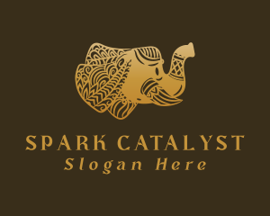 Gold Elephant Mandala logo design