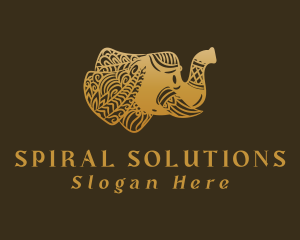 Gold Elephant Mandala logo design