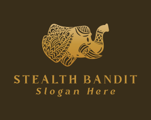 Gold Elephant Mandala logo design