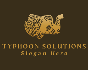 Gold Elephant Mandala logo design