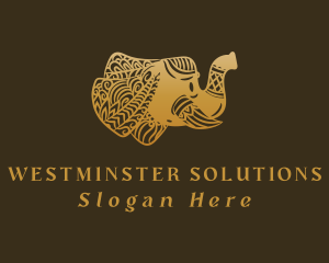 Gold Elephant Mandala logo design