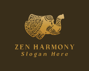 Buddhism - Gold Elephant Mandala logo design