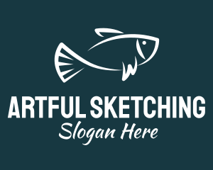 Carp Fishing Sketch logo design