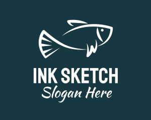 Carp Fishing Sketch logo design