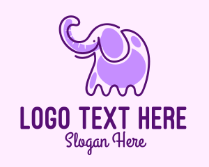Preschool - Purple Elephant Monoline logo design