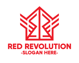 Red Winged House logo design