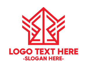 Construction - Red Winged House logo design