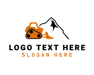 Construction Worker - Crawler Loader Mountain logo design