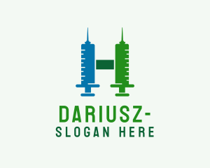 Syringe - Vaccination Medical Letter H logo design