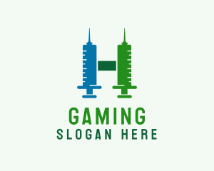 Syringe - Vaccination Medical Letter H logo design