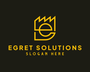 Yellow Industrial Letter E logo design