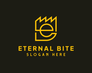 Yellow Industrial Letter E logo design