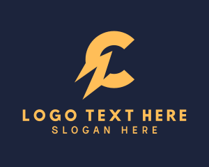 Lightning Letter C logo design