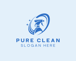 Cleaning Disinfection Spray Bottle logo design