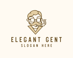 Gentleman - Smoking Gentleman Moustache logo design