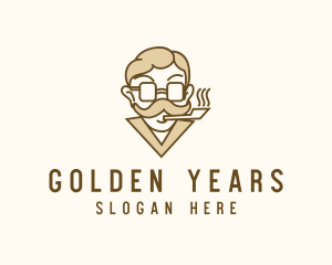 Elderly - Smoking Gentleman Moustache logo design