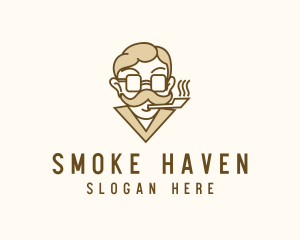 Smoking Gentleman Moustache logo design