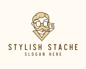 Moustache - Smoking Gentleman Moustache logo design