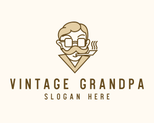 Smoking Gentleman Moustache logo design