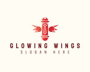 Barber Pole Wings logo design