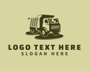 Construction Worker - Green Dump Truck logo design