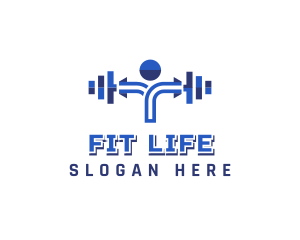 Fitness Human Dumbbell logo design