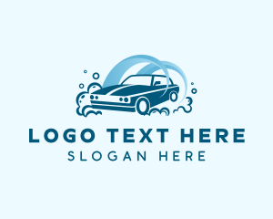 Auto Detailing - Clean Car Water Bubbles logo design