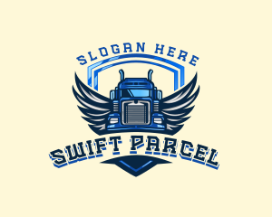Parcel - Wing Shield Truck logo design